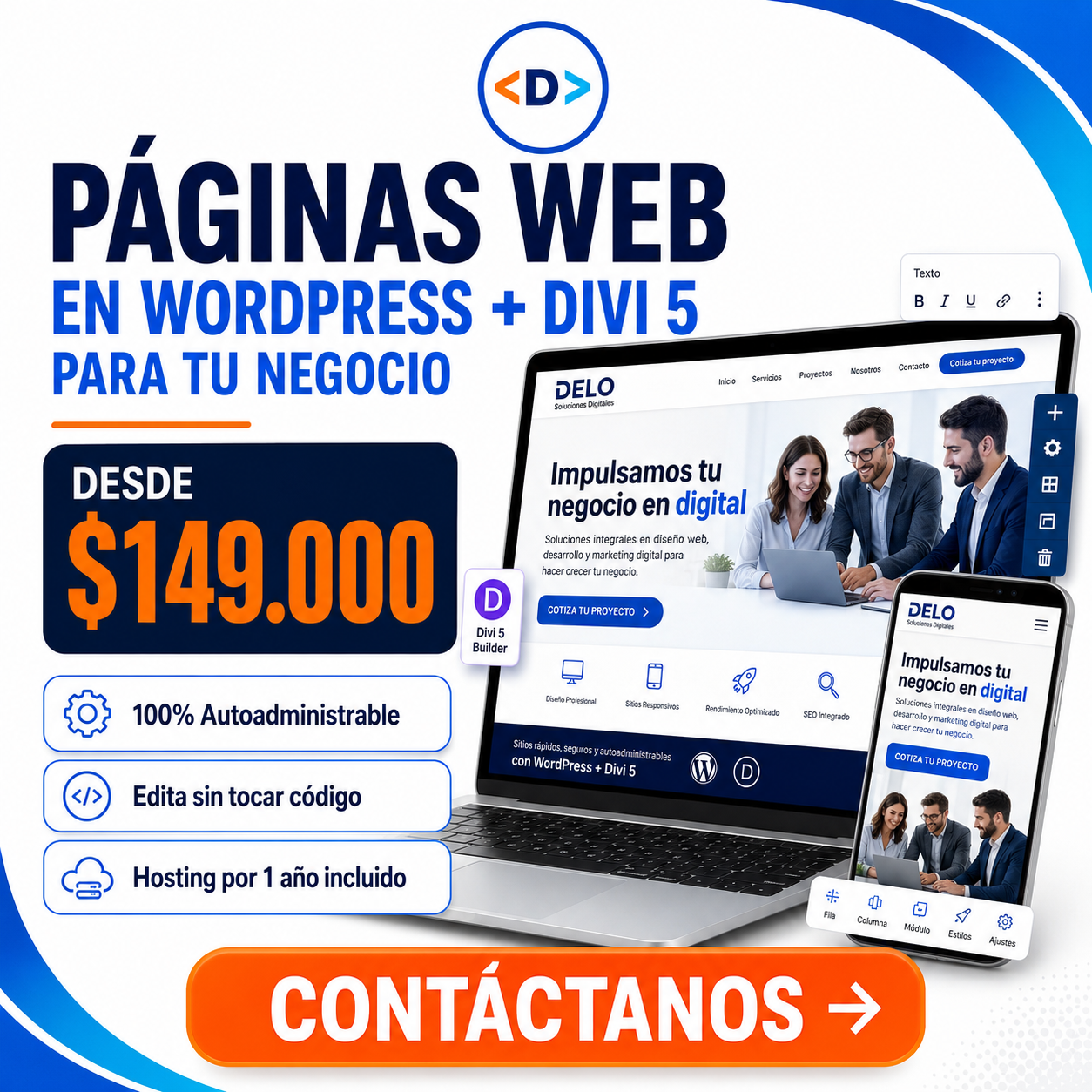 Páginas Web en WordPress + Divi 5 — DeLo