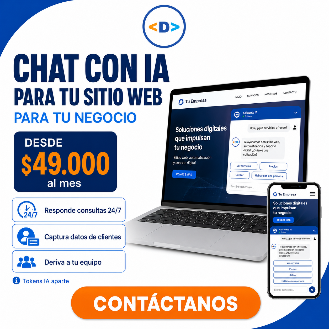 Chat con IA para tu sitio web — DeLo